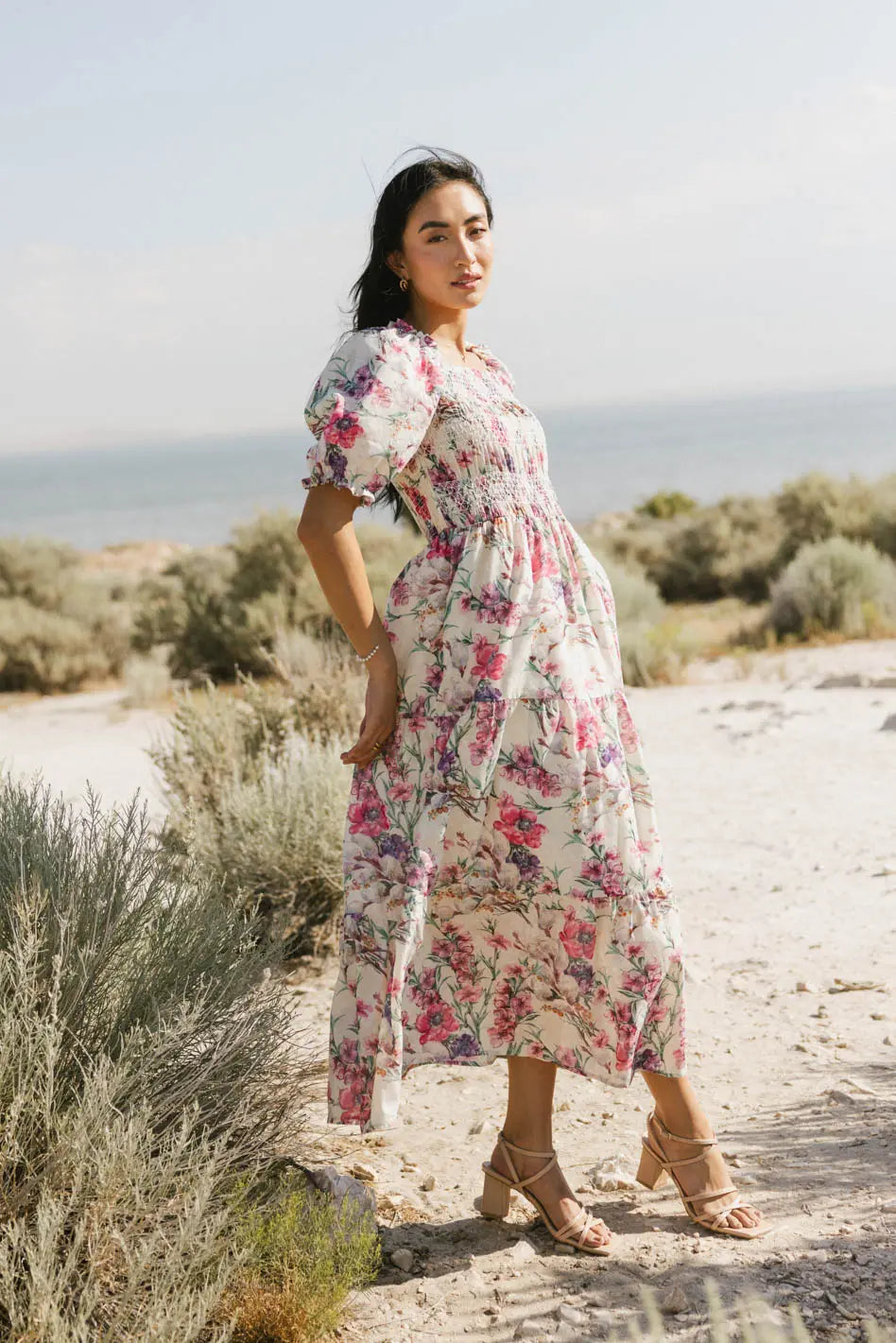 Luciana Floral Smocked Midi Dress FINAL SALE
