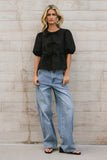 Natalia Peplum Tie Blouse in Black FINAL SALE