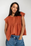 Cambree Pleated Blouse in Terracotta