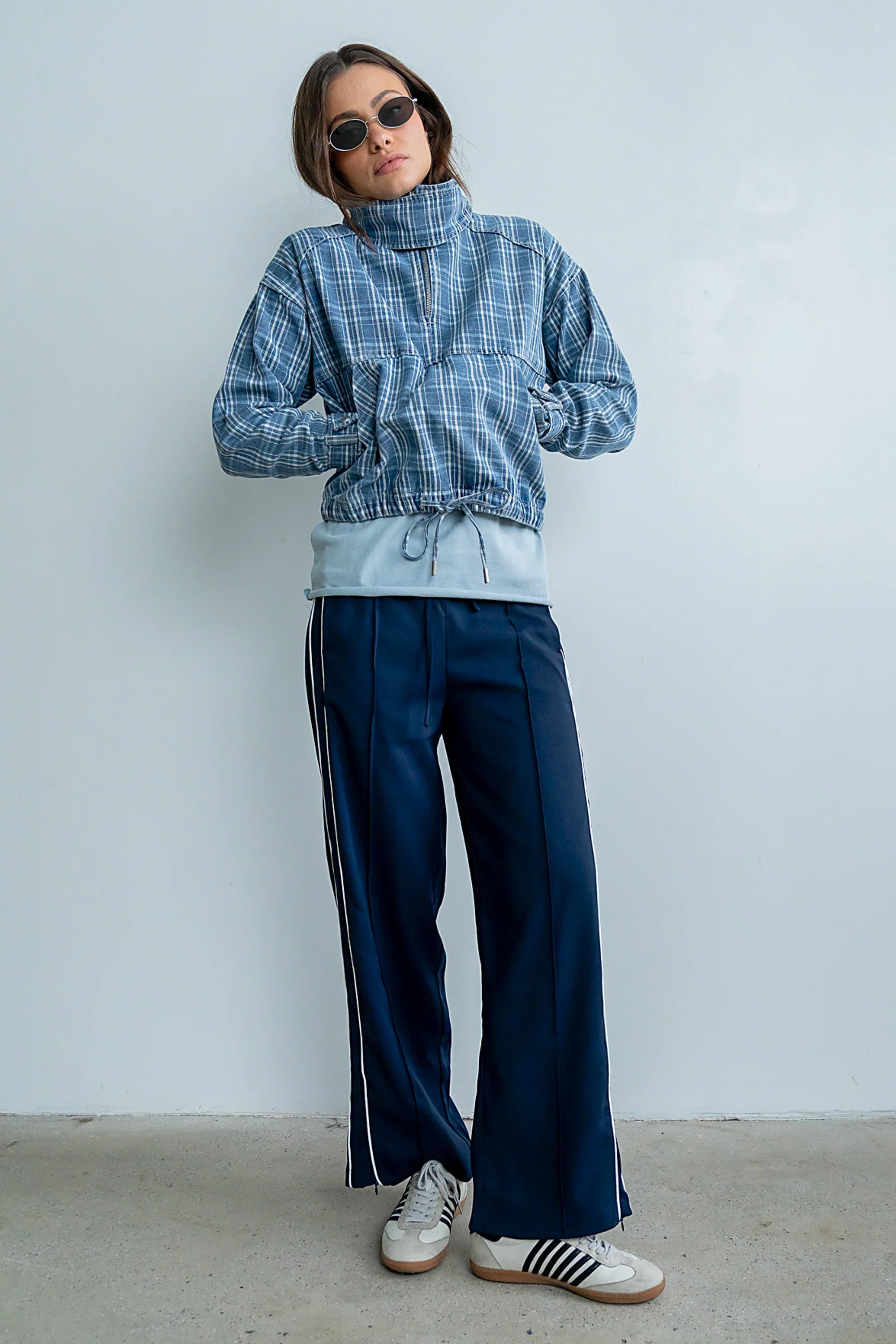 Regina Denim Jacket in Plaid Denim