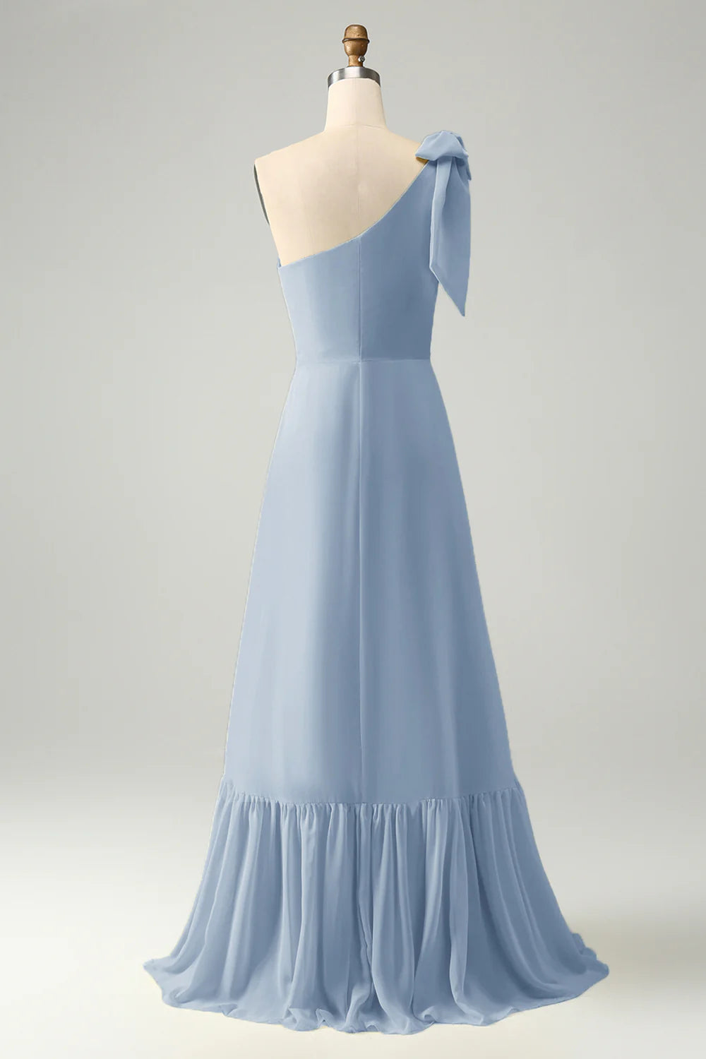 Yellow A Line One Shoulder Pleated Long Maxi Wedding Party Guest Dress with Slit