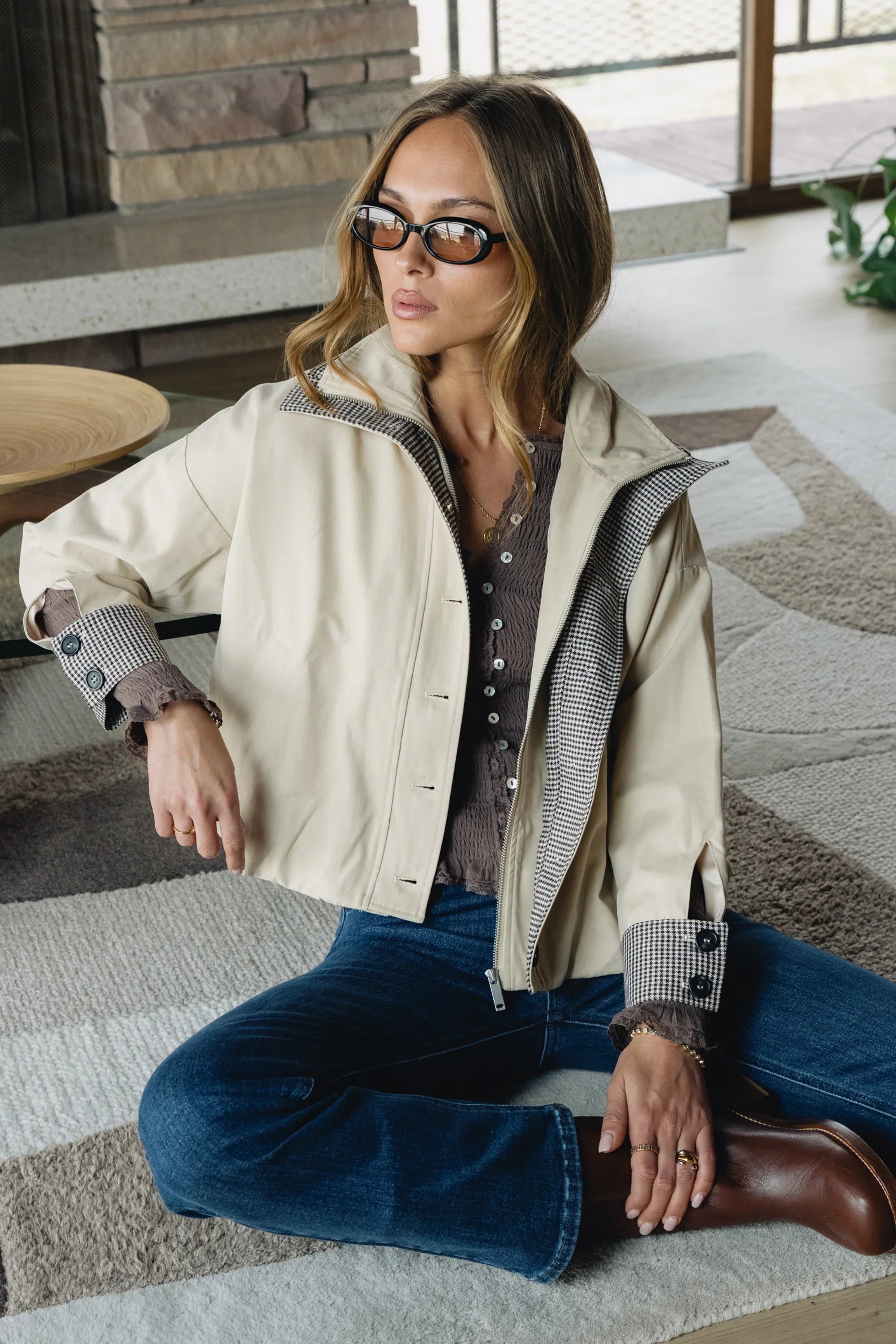 Colette Oversized Trench Jacket in Khaki