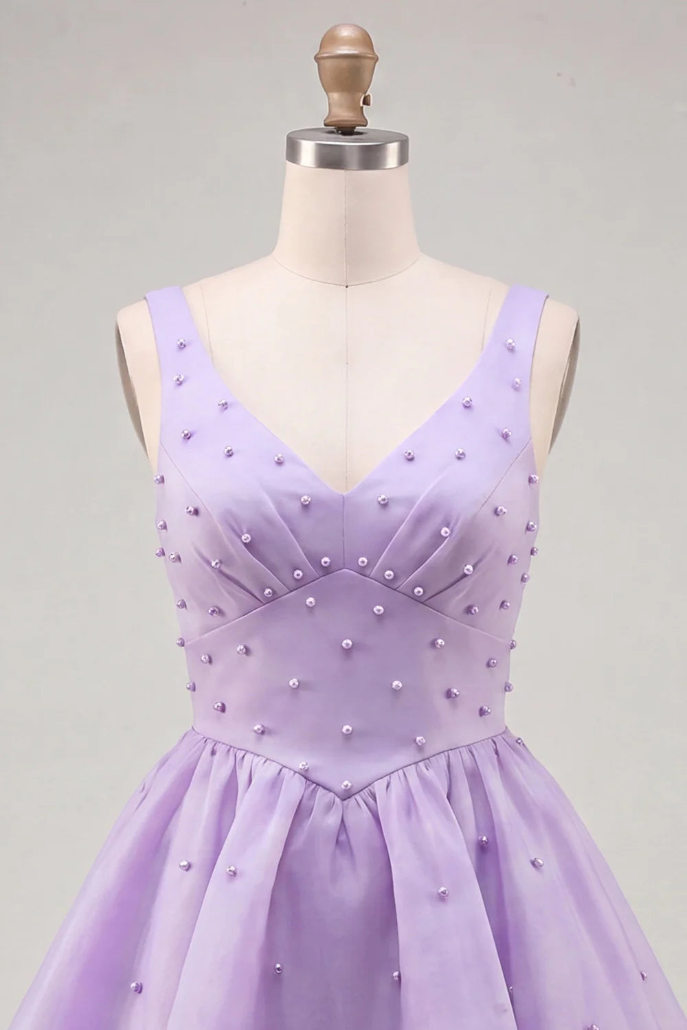 Sage Green V Neck A Line Homecoming Dress with Pearls