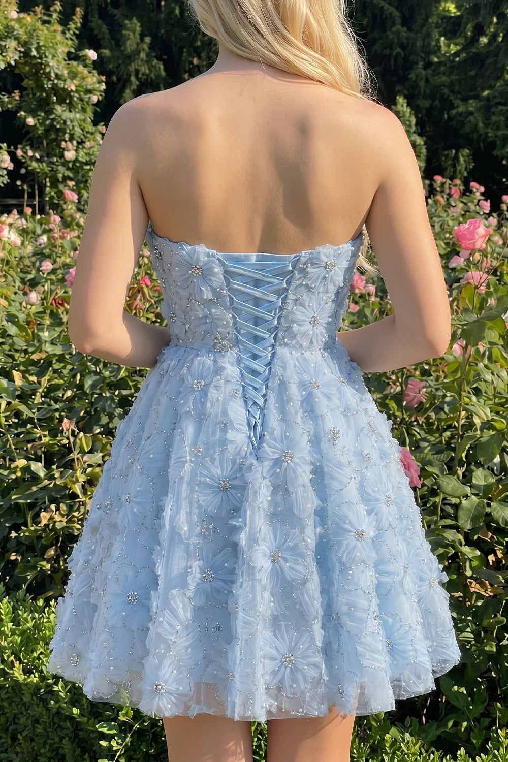 Sage Beaded Strapless A Line Short Homecoming Dress