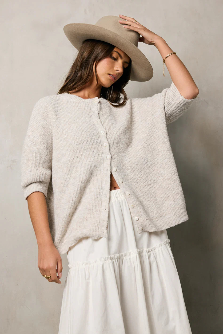 Leah Knit Cardigan in Oatmeal