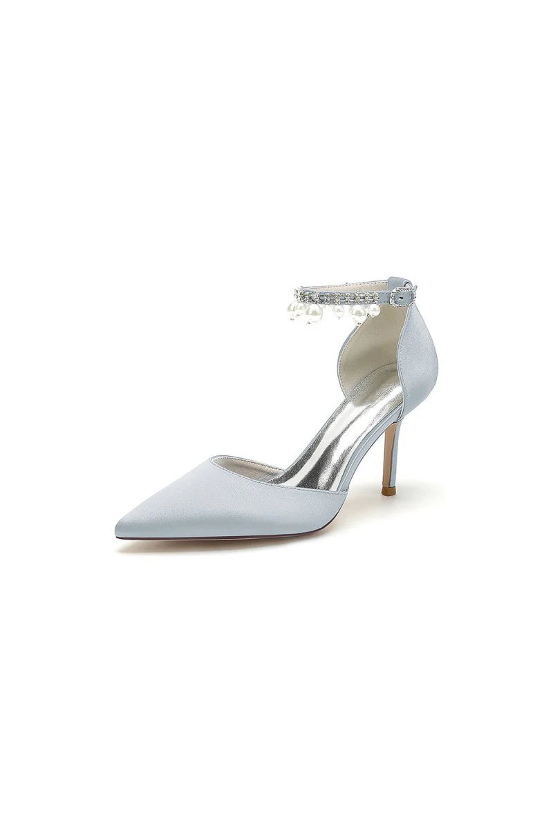 Pointed Toe Wedding Heels with Pearl Tassel