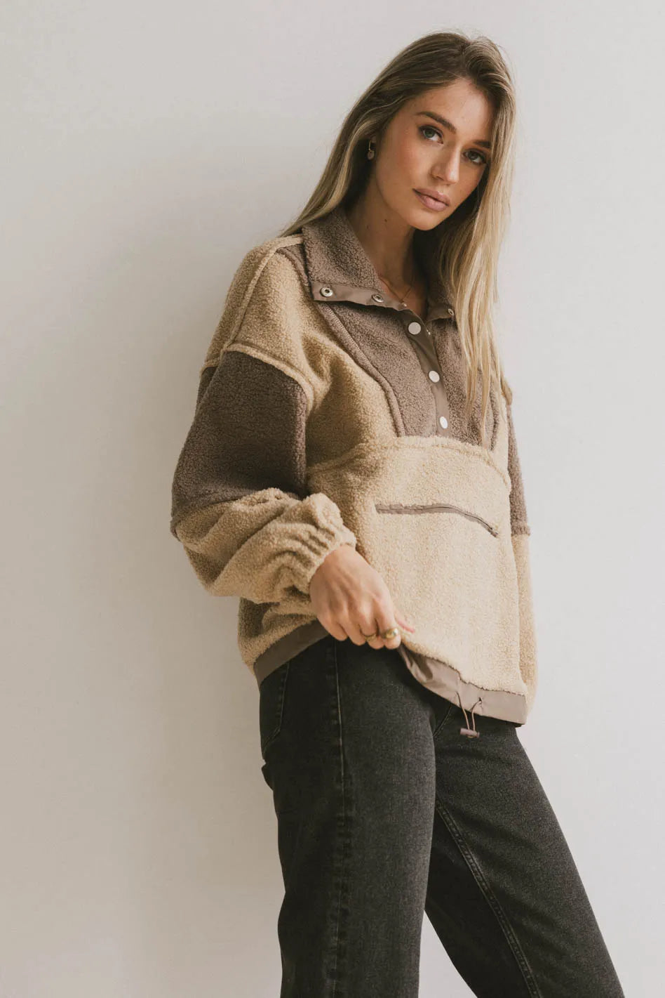 Indra Quarter Zip in Taupe FINAL SALE