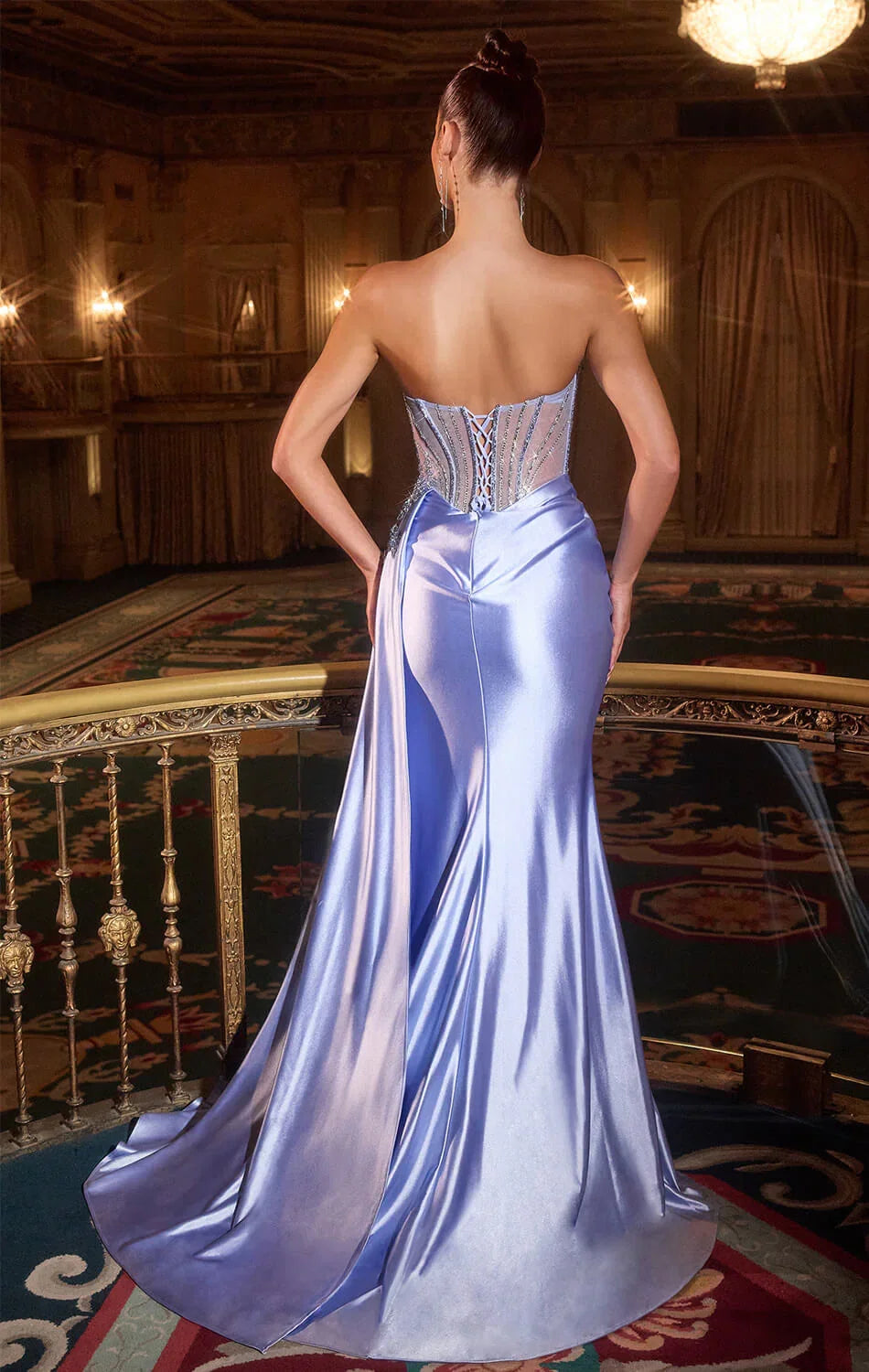 CASPIAN GOWN EVENING DRESS WITH BEADED CORSET BODICE