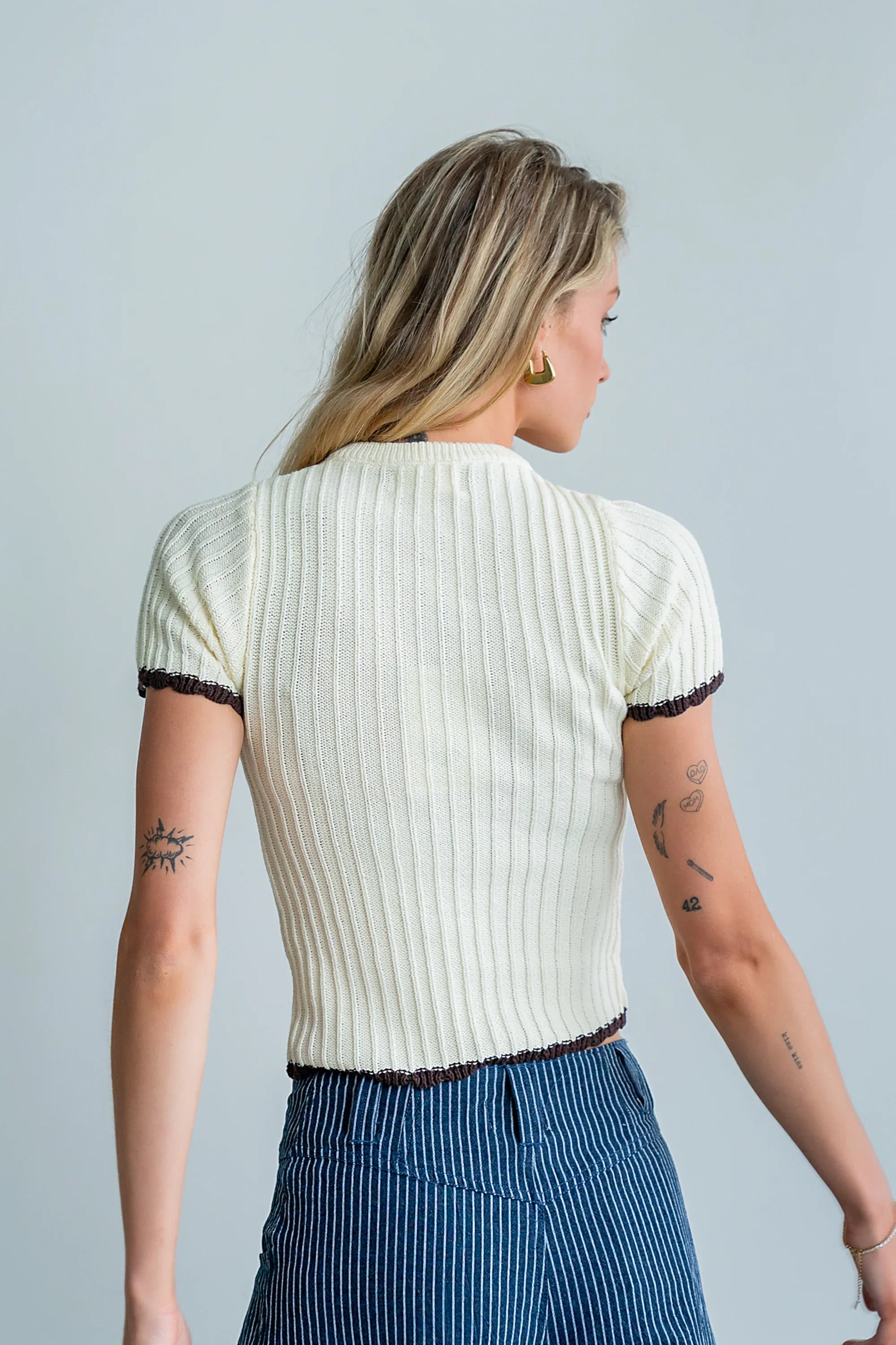 Kinley Contrast Sweater in Ivory