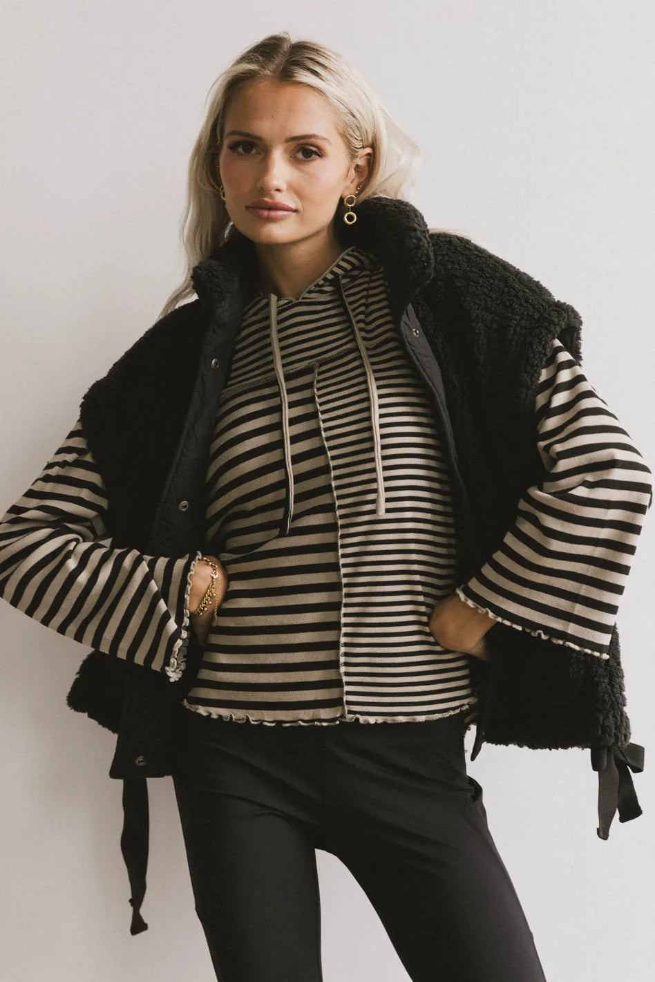 Johanna Sherpa Vest in Black FINAL SALE
