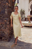 Amanda Lace Trim Maxi Dress in Butter Yellow