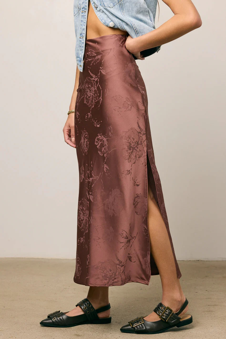 Ellie Floral Maxi Skirt in Brown FINAL SALE