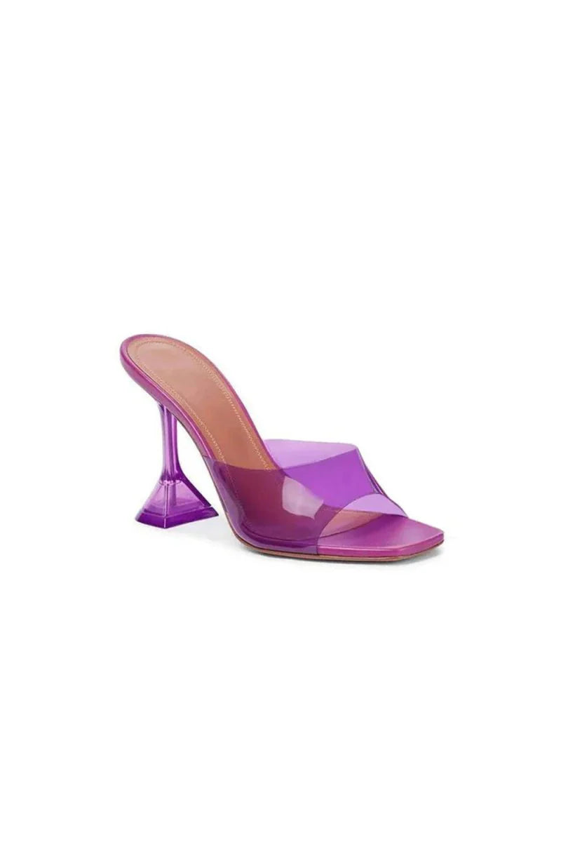 Pink High Heel Naked Mules Sandals