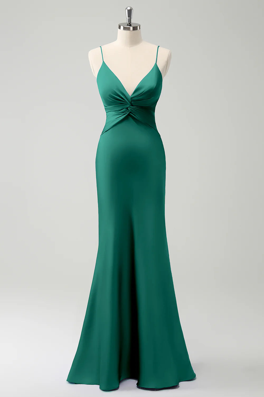 Purple Mermaid Front Criss Cross Pleated Floor Length Bridesmaid Dress