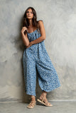 Brookelle Denim Floral Jumpsuit in Dark Wash