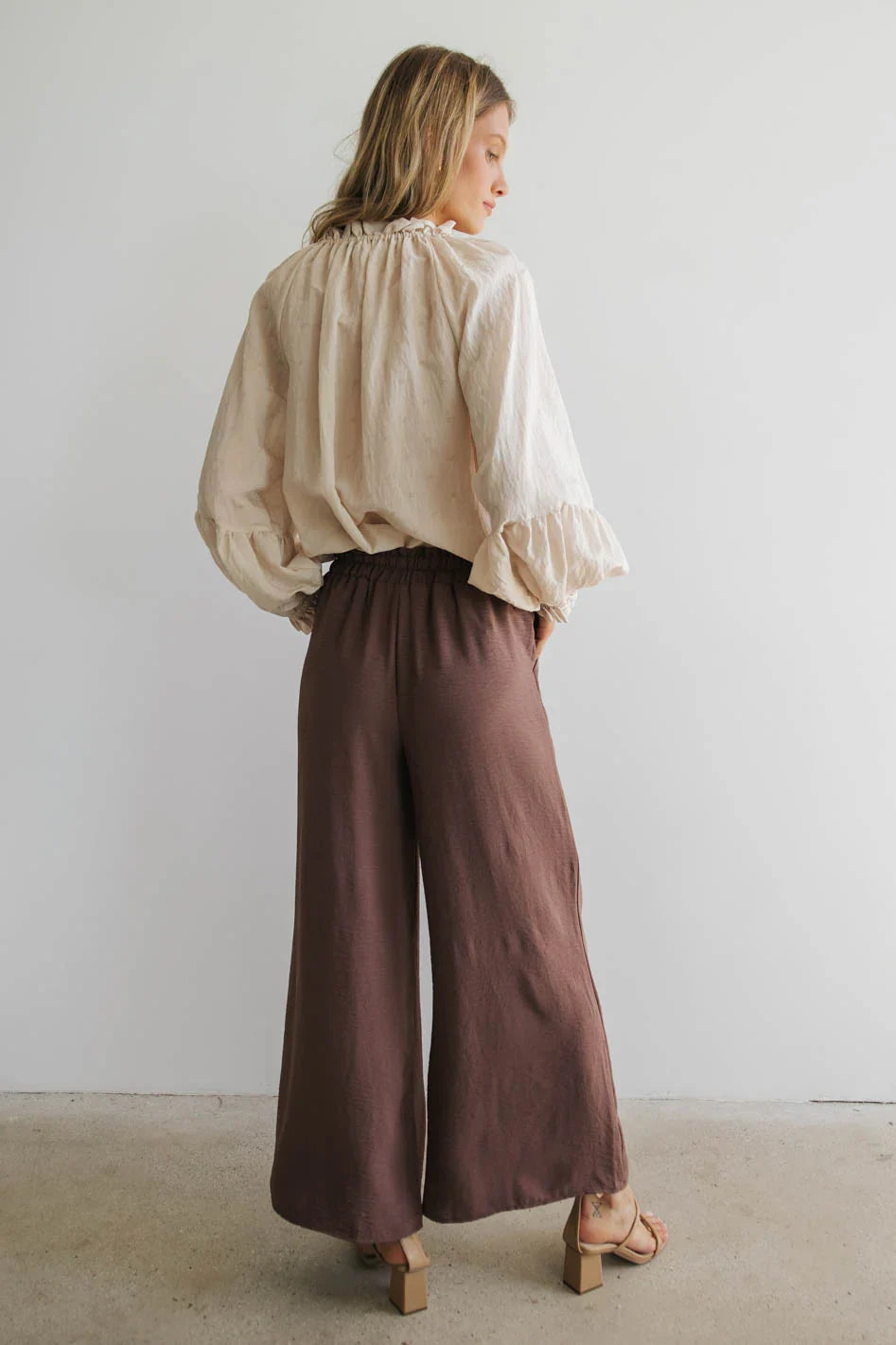 Mina Wide Leg Pants in Mocha FINAL SALE