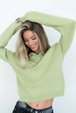 Meli Button Front Knit Sweater in Green