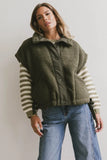 Johanna Sherpa Vest in Olive FINAL SALE
