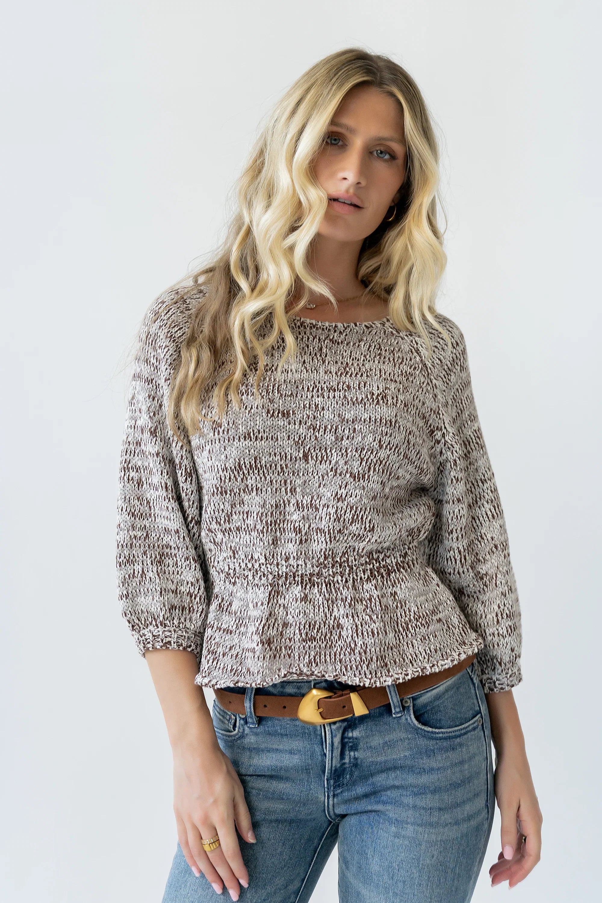 Maycie Two Toned Sweater in Brown