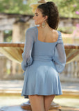 Vera Two Way Mini Dress Dusty Blue