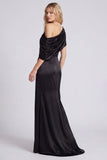 Black One Shoulder Mermaid Satin Formal Dress