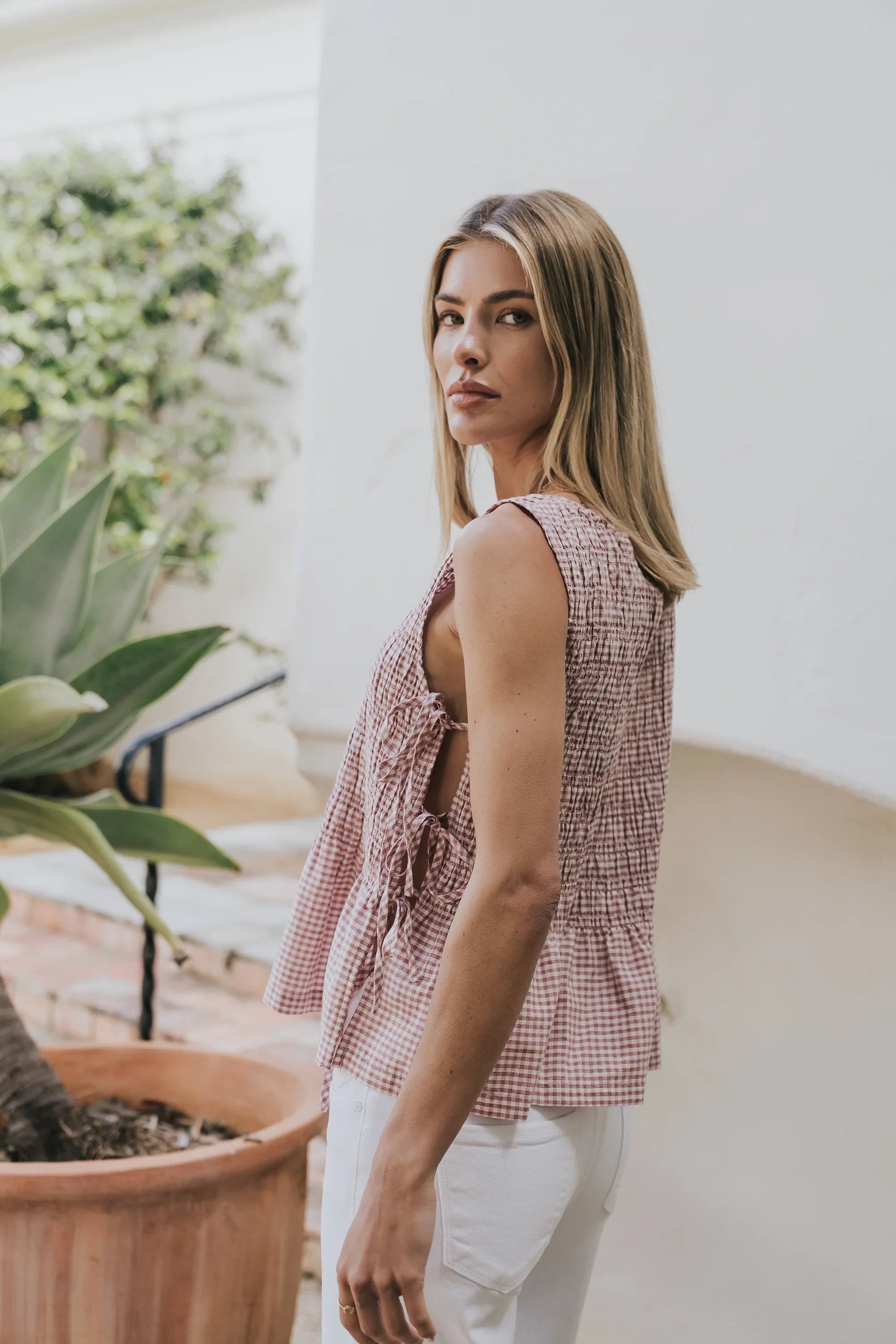 Jeremy Smocked Blouse in Berry