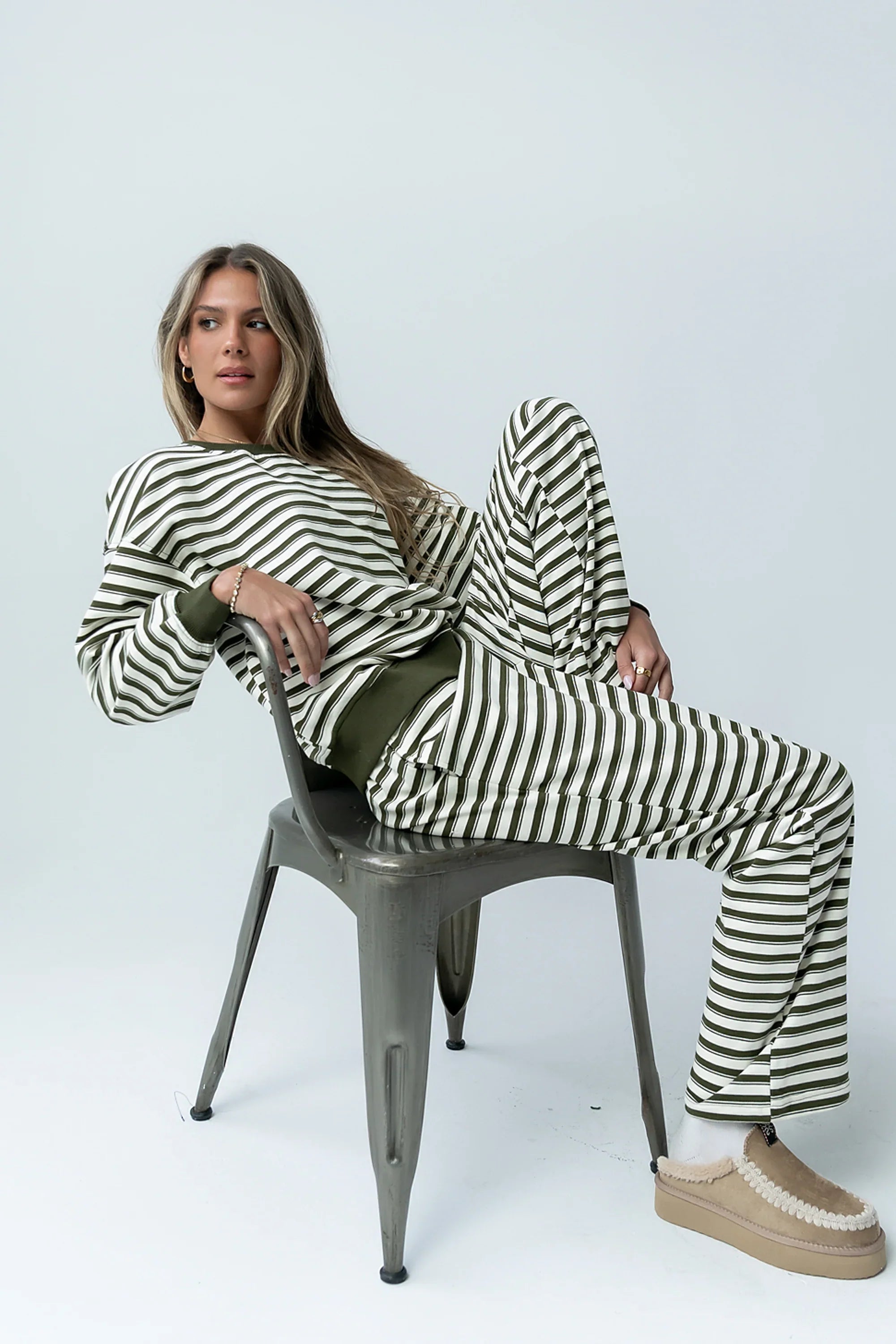 Taya Striped Sweater in Olive FINAL SALE