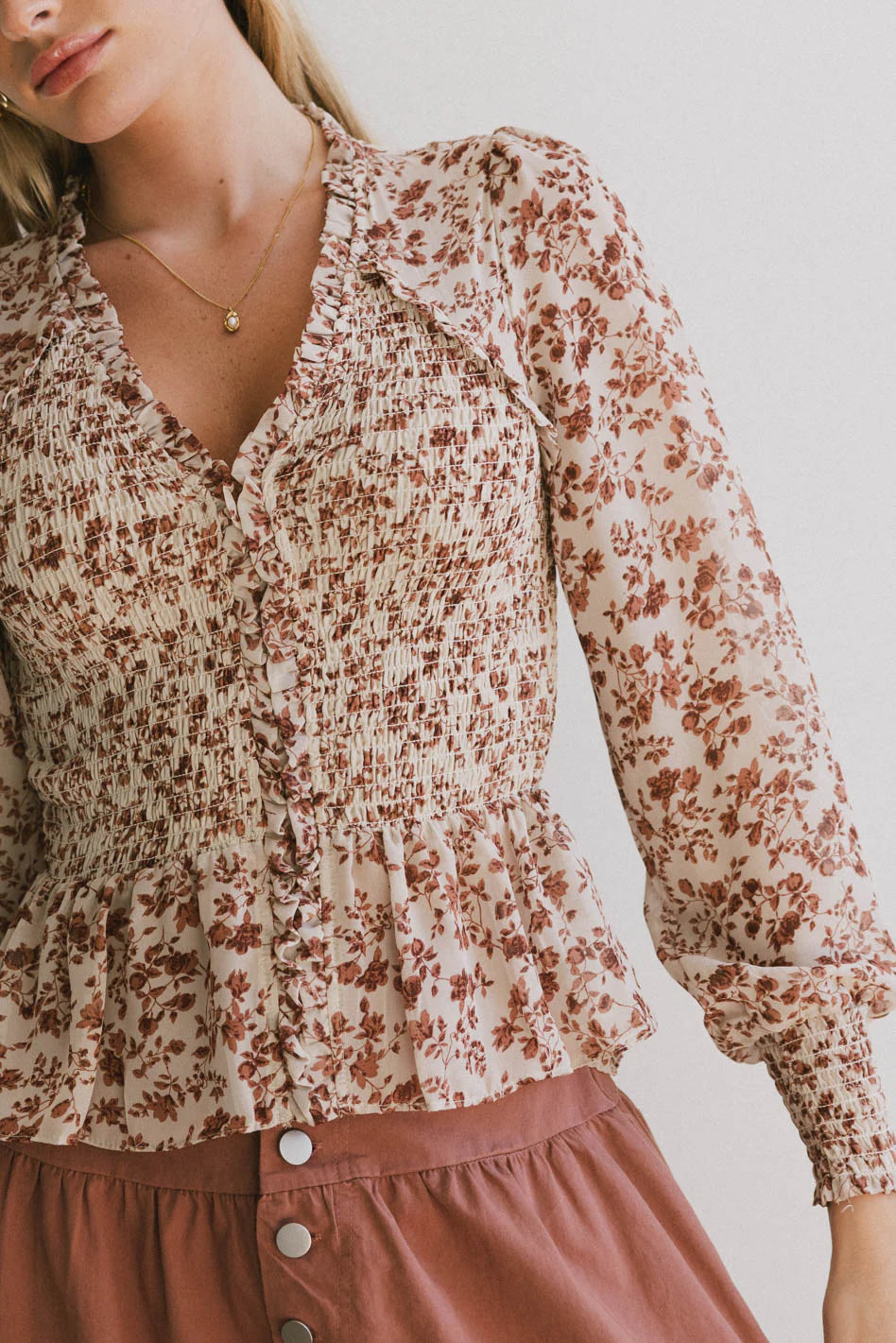 Vera Smocked Floral Blouse FINAL SALE