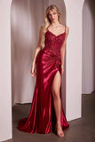Flori Gown Fitted Satin Gown with Embellished Bodice