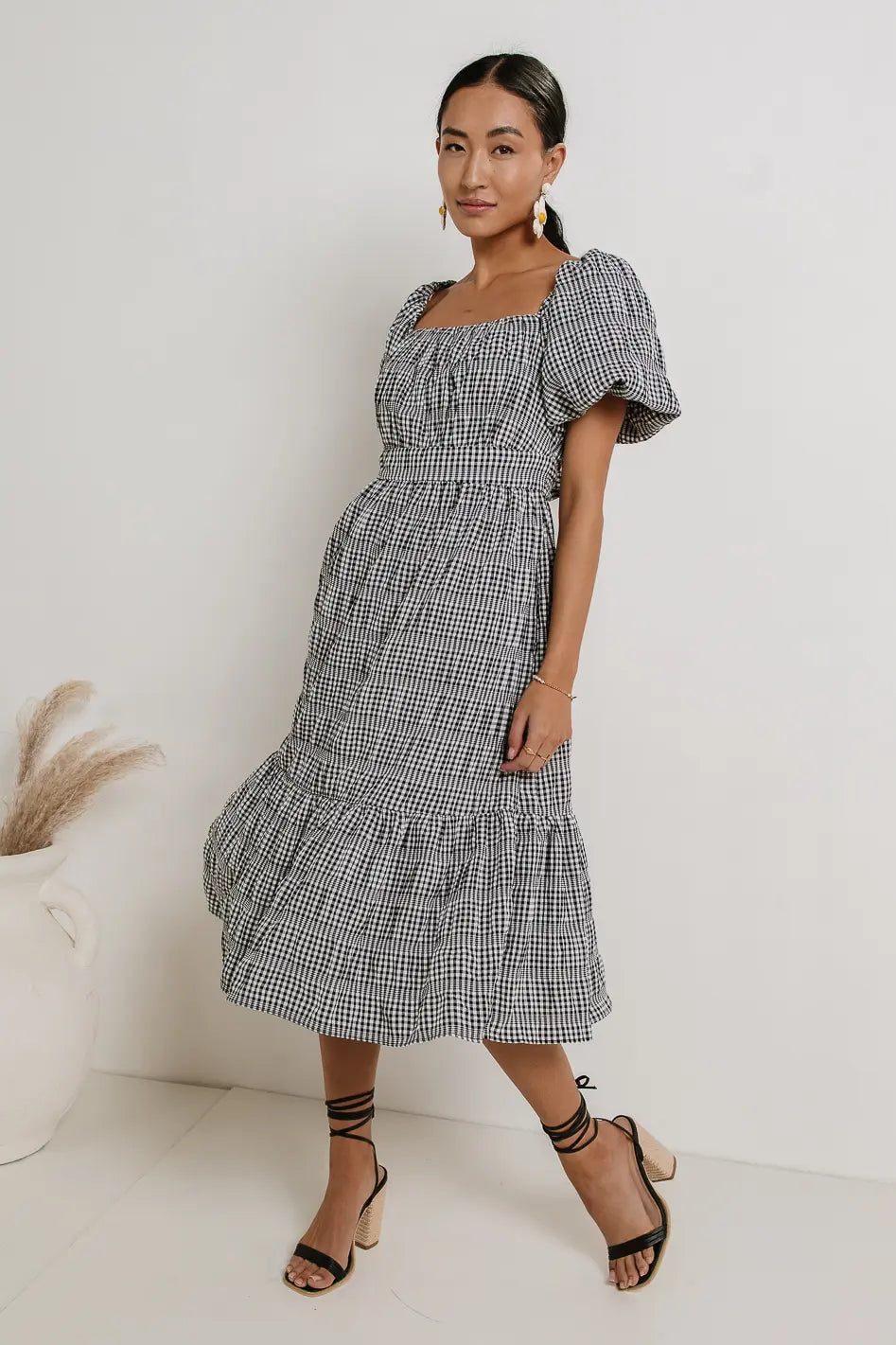 Laney Gingham Dress in Black