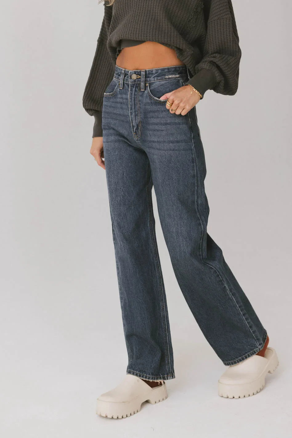 Emiliano Wide Leg Jeans in Dark Wash FINAL SALE