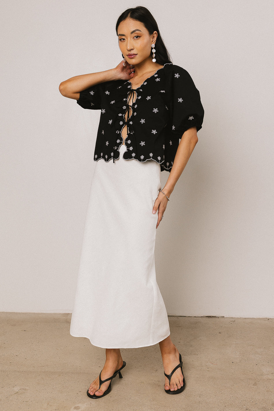 Kara Embroidered Blouse in Black FINAL SALE