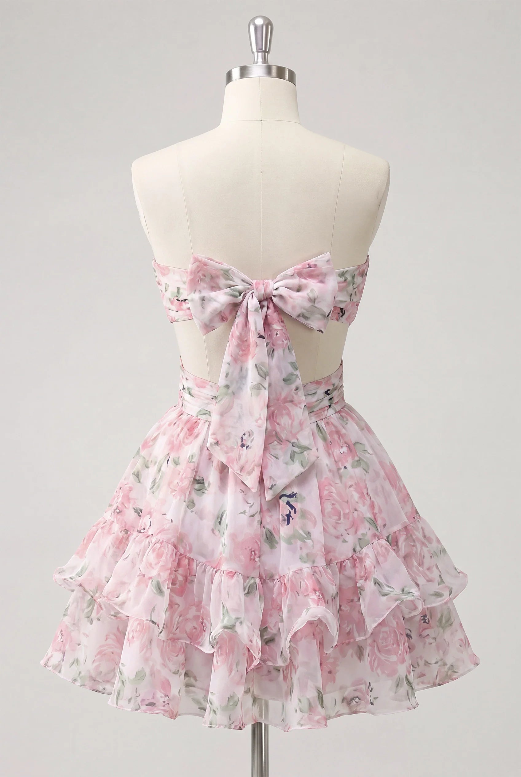 Sweetheart Light Green A Line Floral Short Homecoming Dress