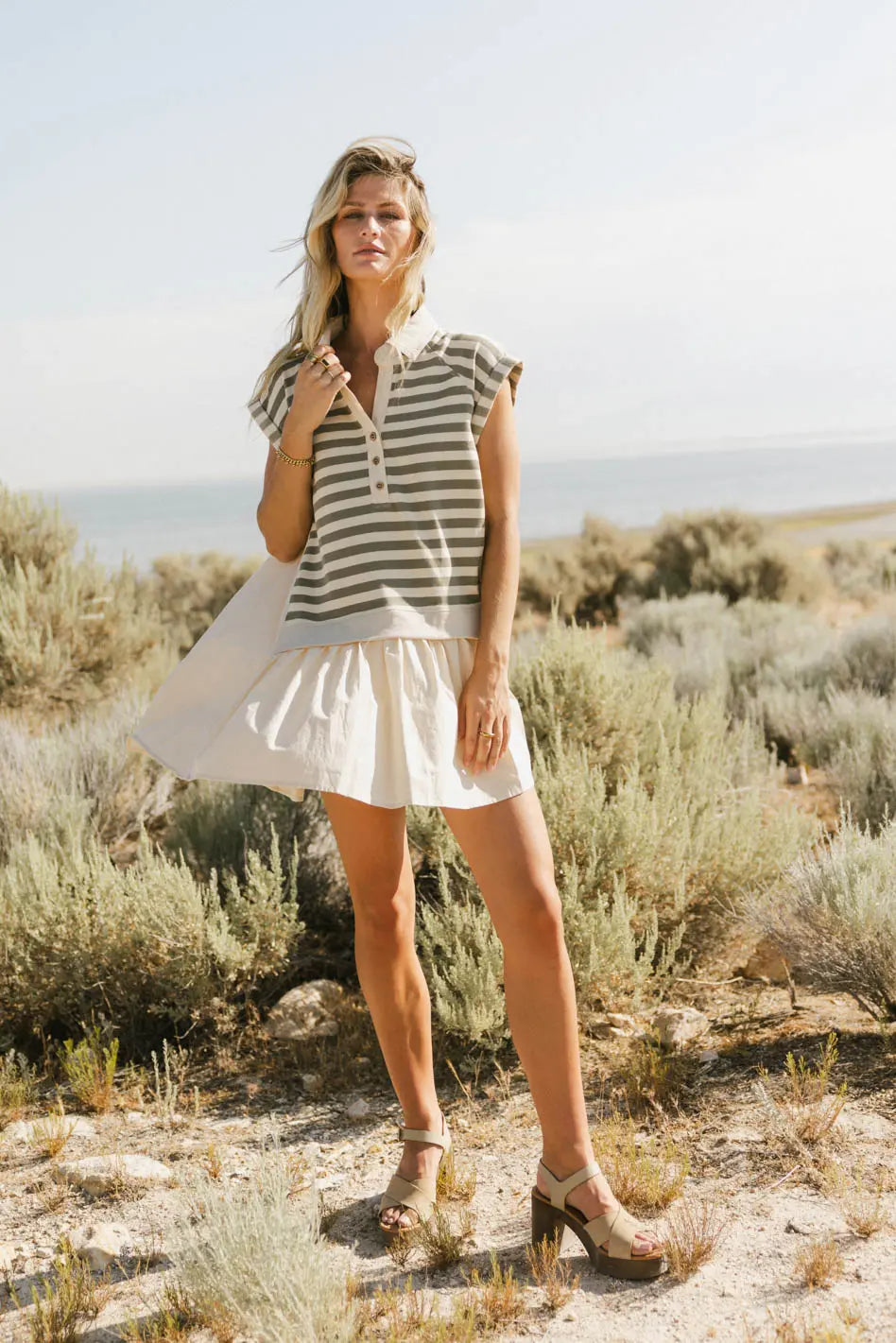Evan Collared Mini Dress in Olive FINAL SALE