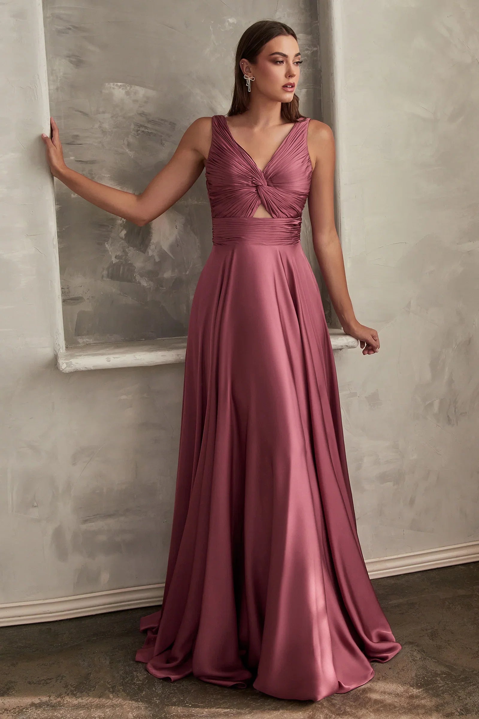 Marlena Gown A Line Keyhole Soft Satin Dress
