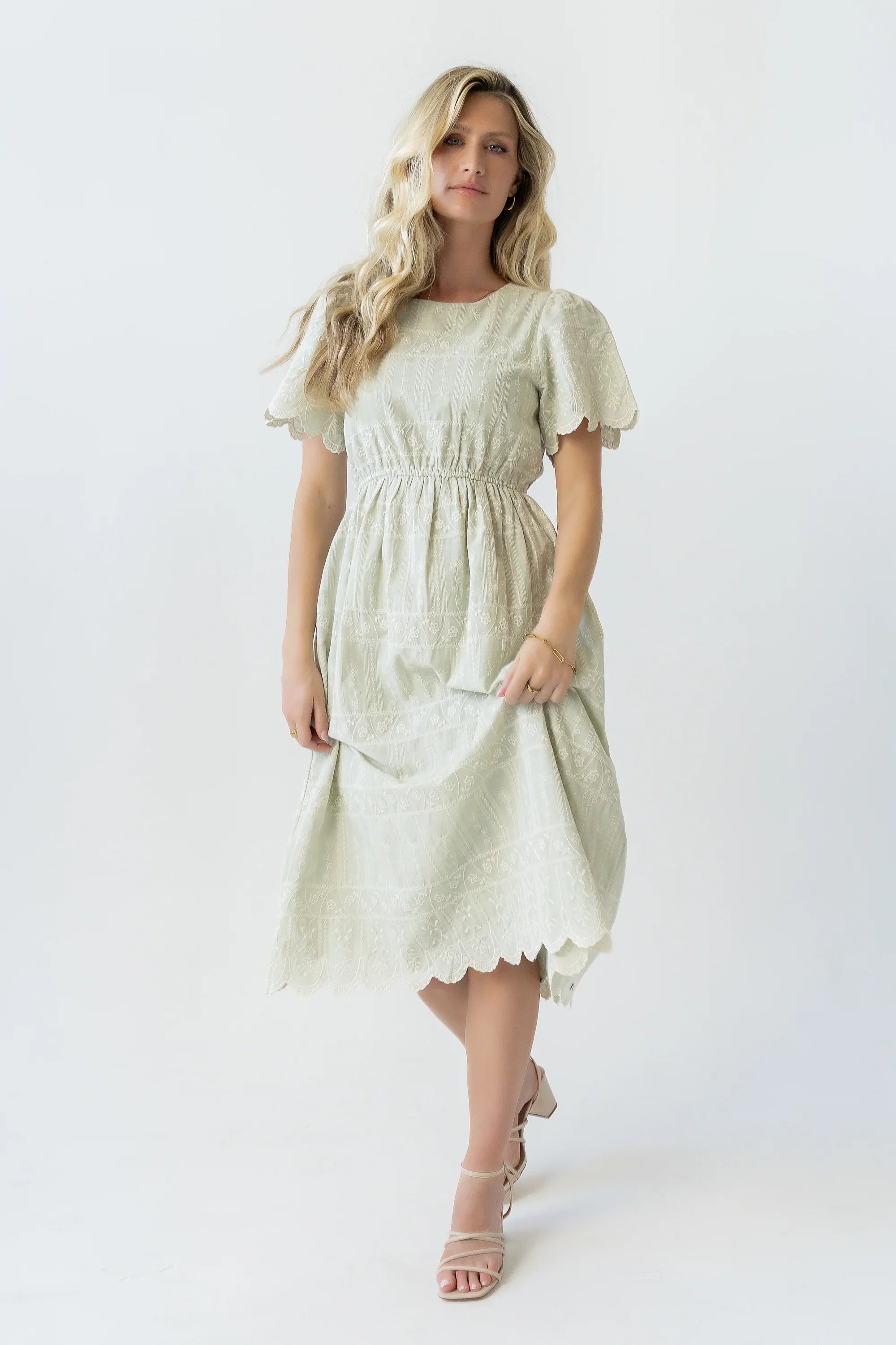 Scotty Embroidered Midi Dress