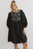 Serendipity Embroidered Midi Dress in Black FINAL SALE