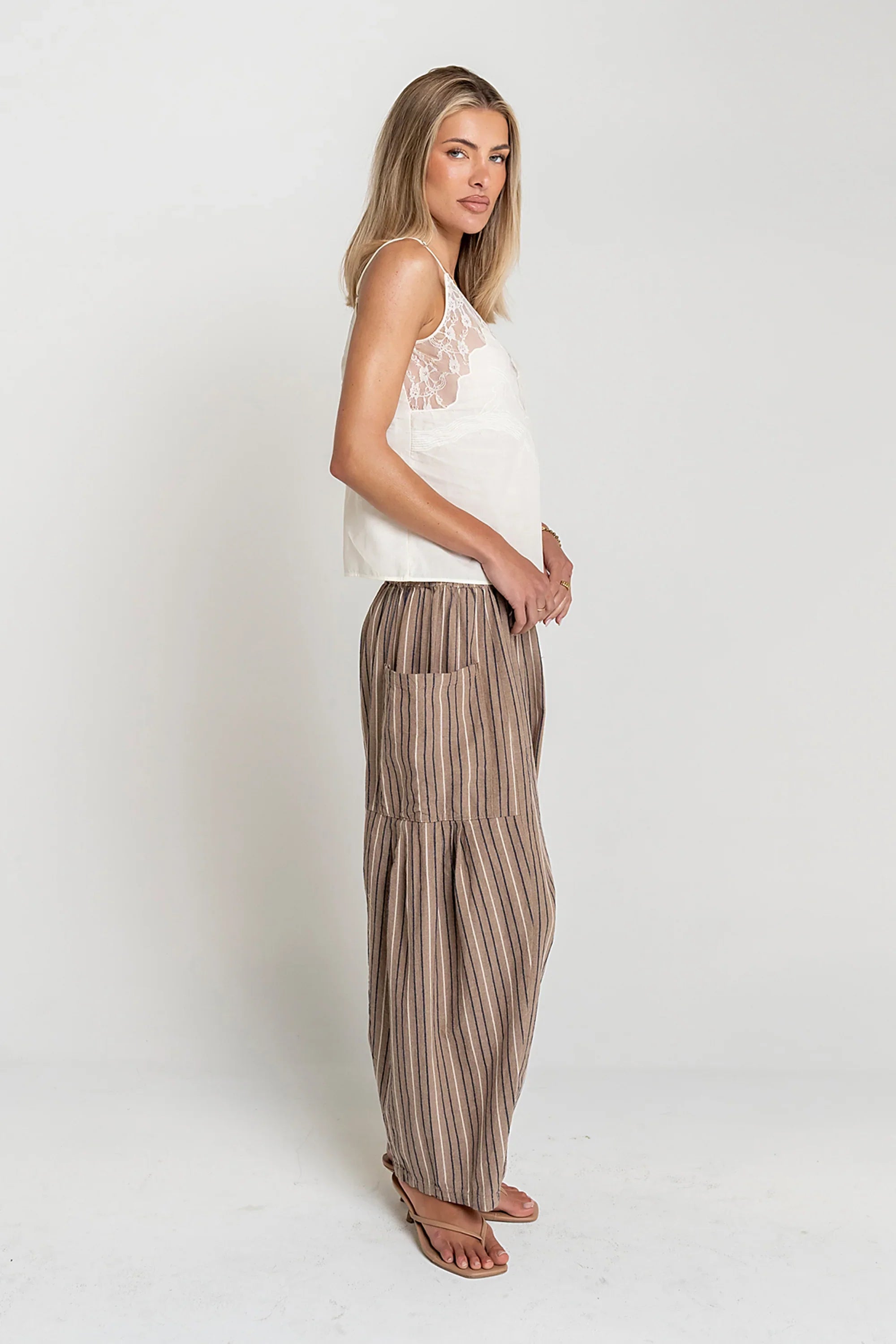 Lana Embroidered Tank Top in Cream