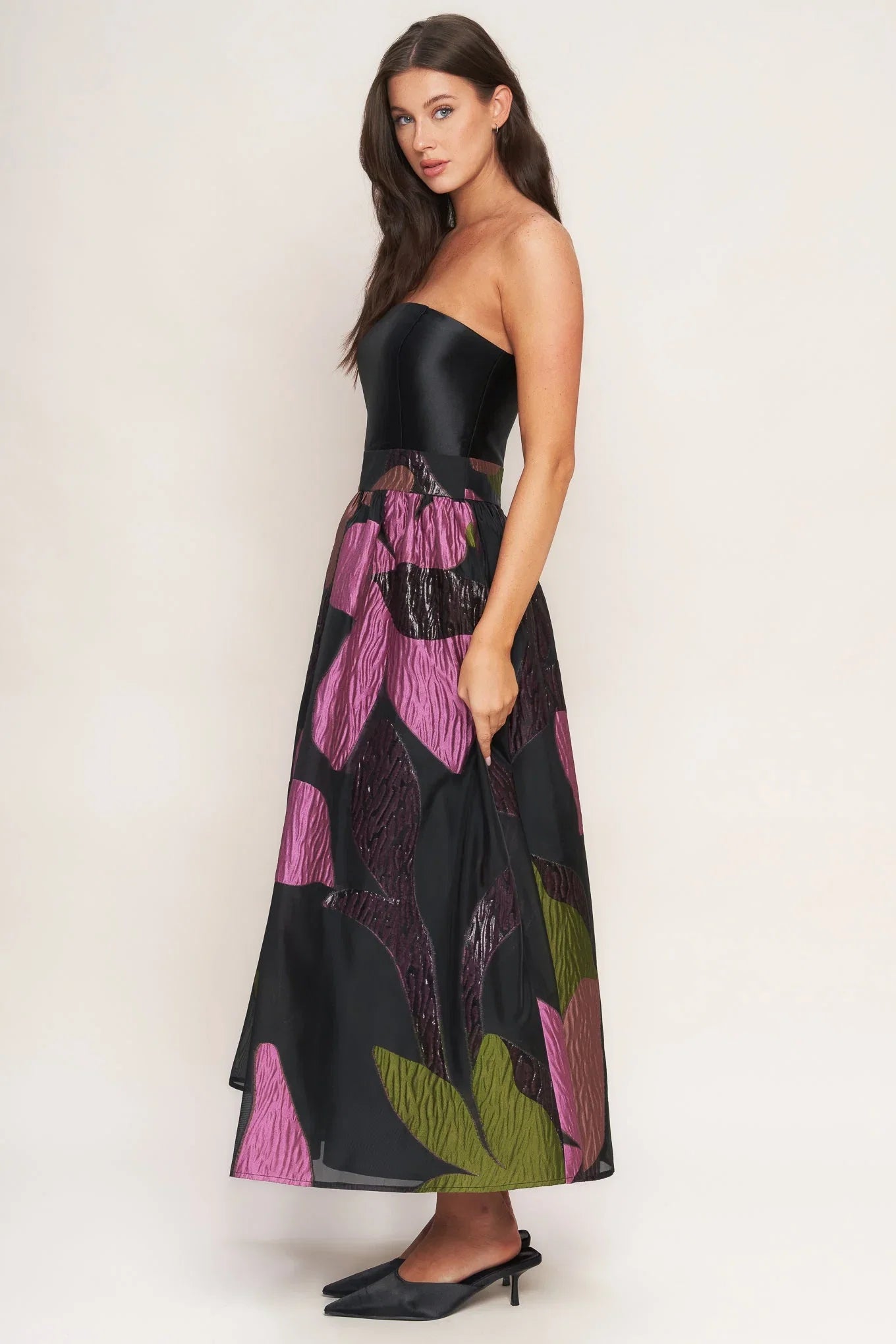 ABSTRACT ROSE BLACK MIDI DRESS FINAL SALE