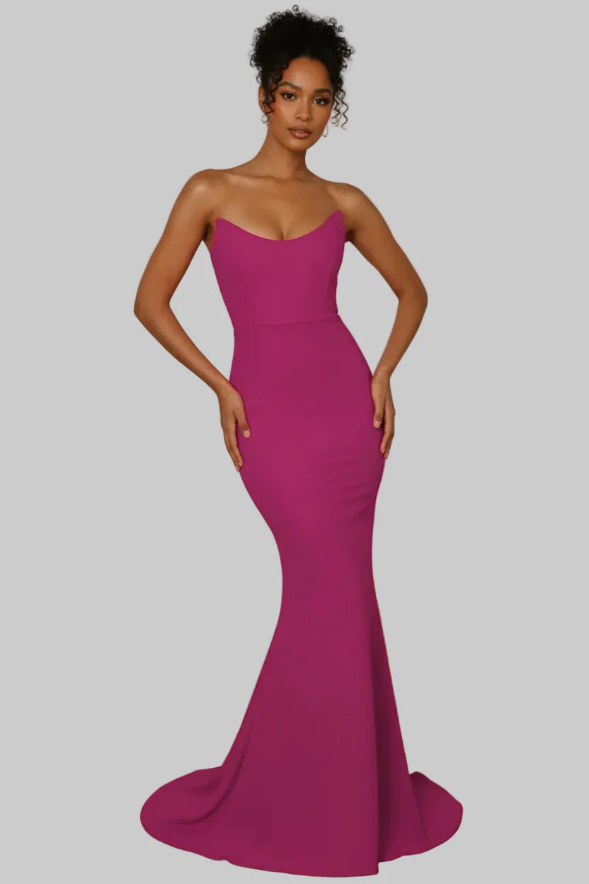 Daris Gown Berry Cat Eye Scoop Neckline Dress