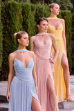 Ingrid Gown Strapless Shimmer Chiffon Dress with Scarf