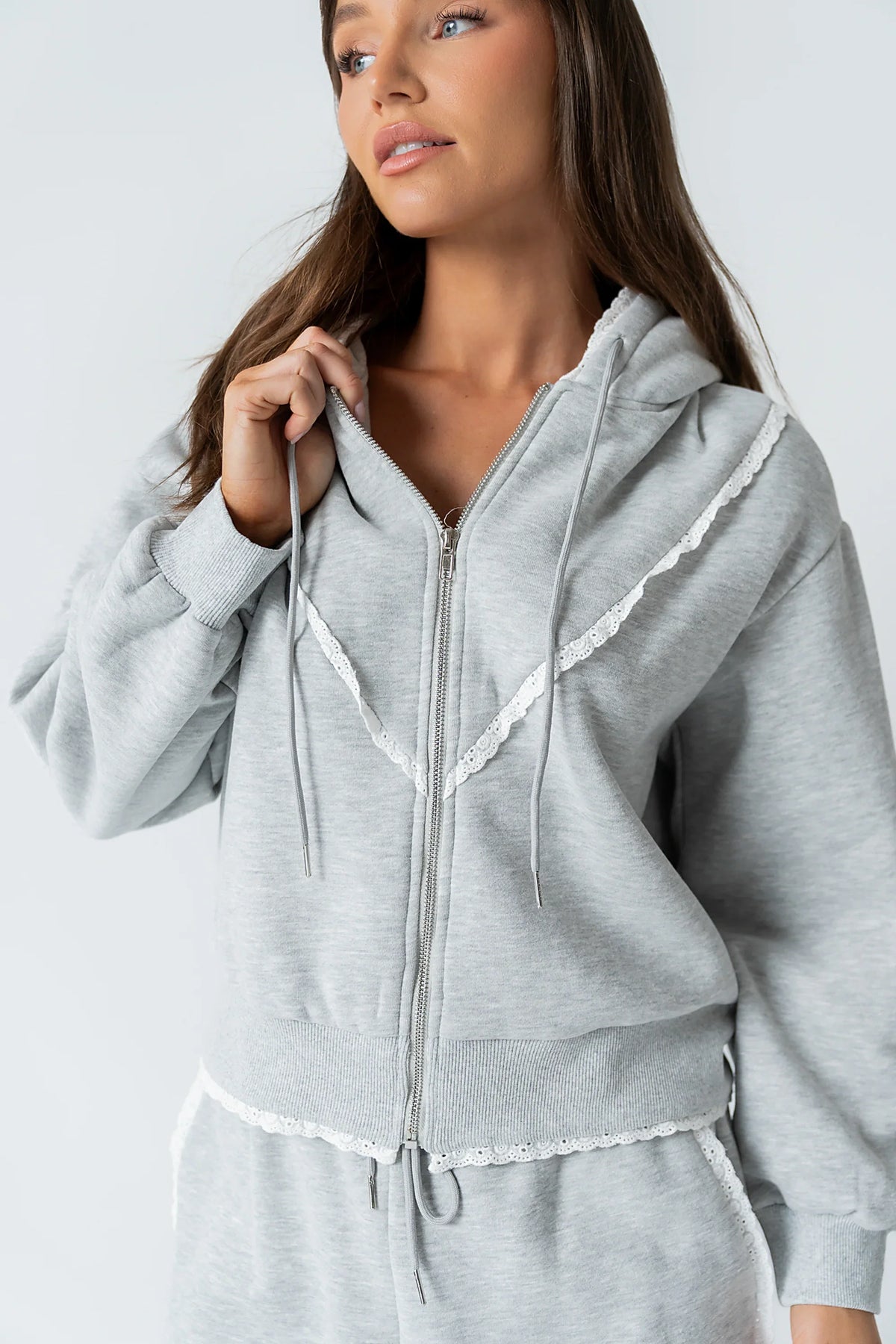 Sydney Lace Trim Zip Up