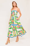 FLORAL HARMONY FLOWER PRINT MIDI DRESS WITH POCKETS