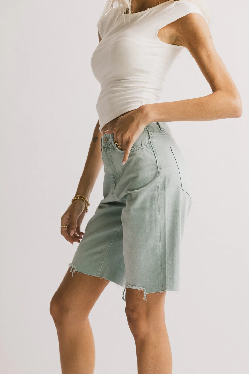 Marlene Denim Shorts in Seafoam FINAL SALE
