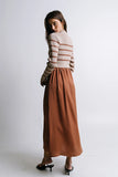 Zeda Midi Dress in Brown Stripe FINAL SALE