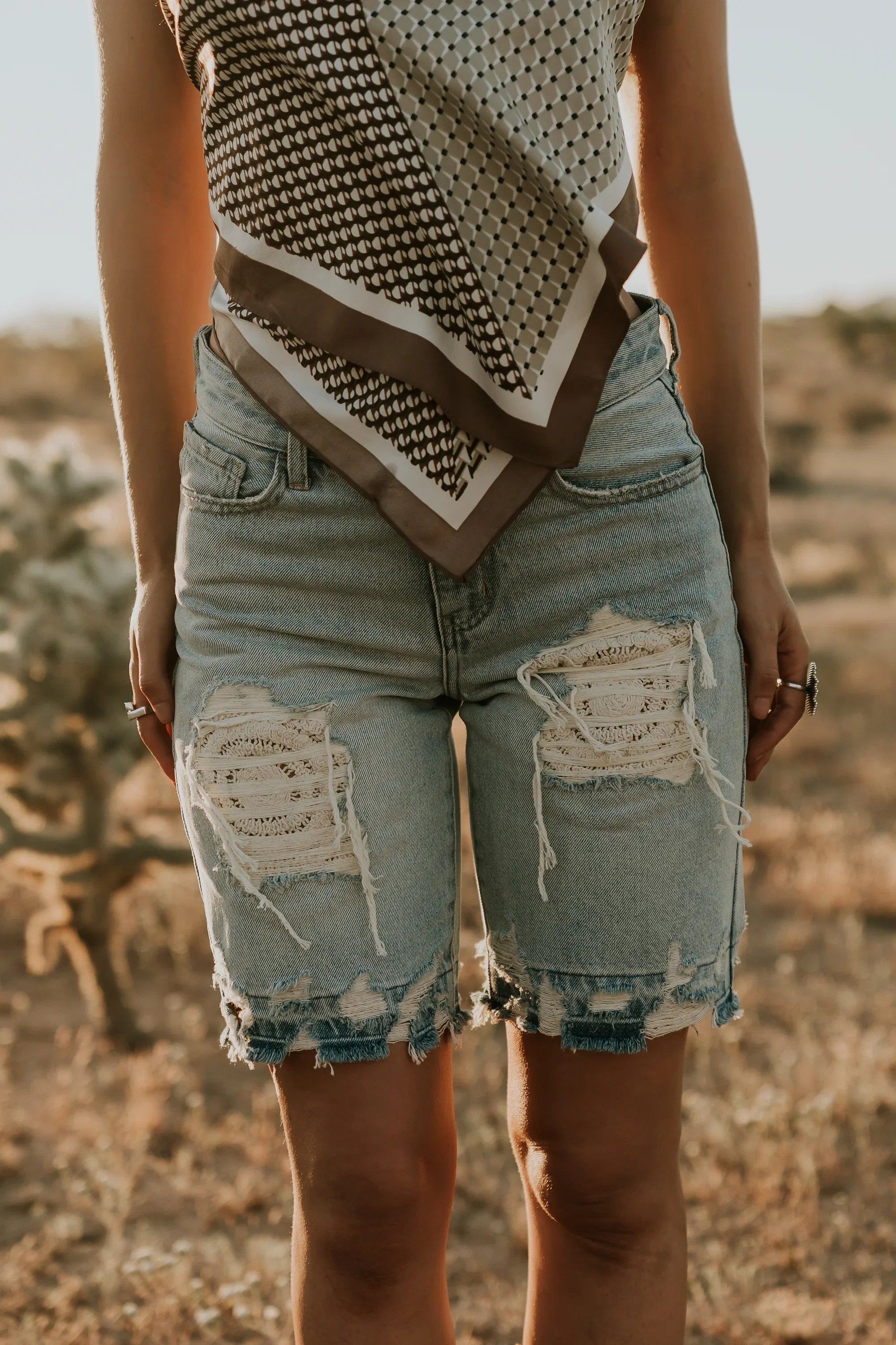 Cashe Distressed Bermuda Shorts