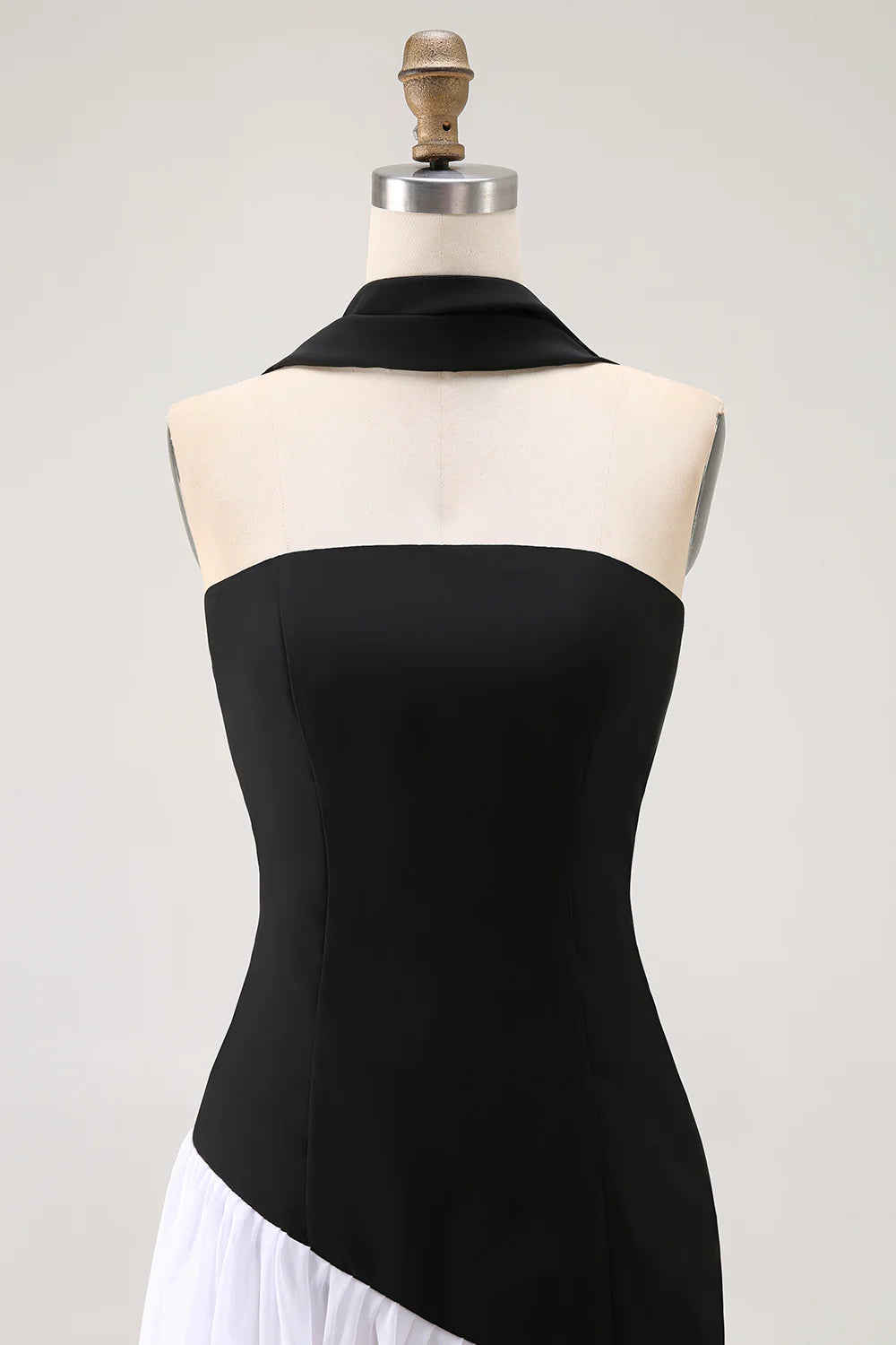 White Black Strapless Sheath Convertible Maxi Dress with Slit