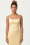 Daffodil Sheath Spaghetti Straps Long Bridesmaid Dress