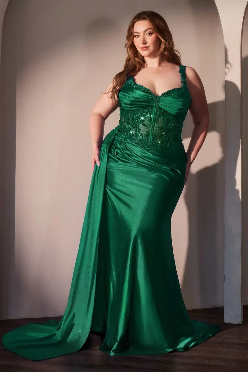 MAXIMA GOWN FITTED SATIN LACE BODYCON DRESS