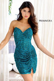 4201 Primavera Strapless Sweetheart Sequin Beaded Mini Dress